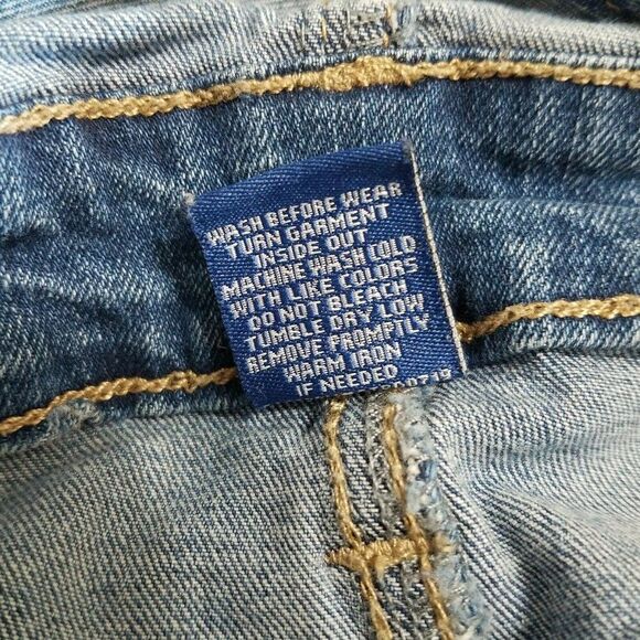 Distressed Denim Bib Overalls Paint Splatter Blue Spice Shortalls Juniors Size 5 - Picture 7 of 7